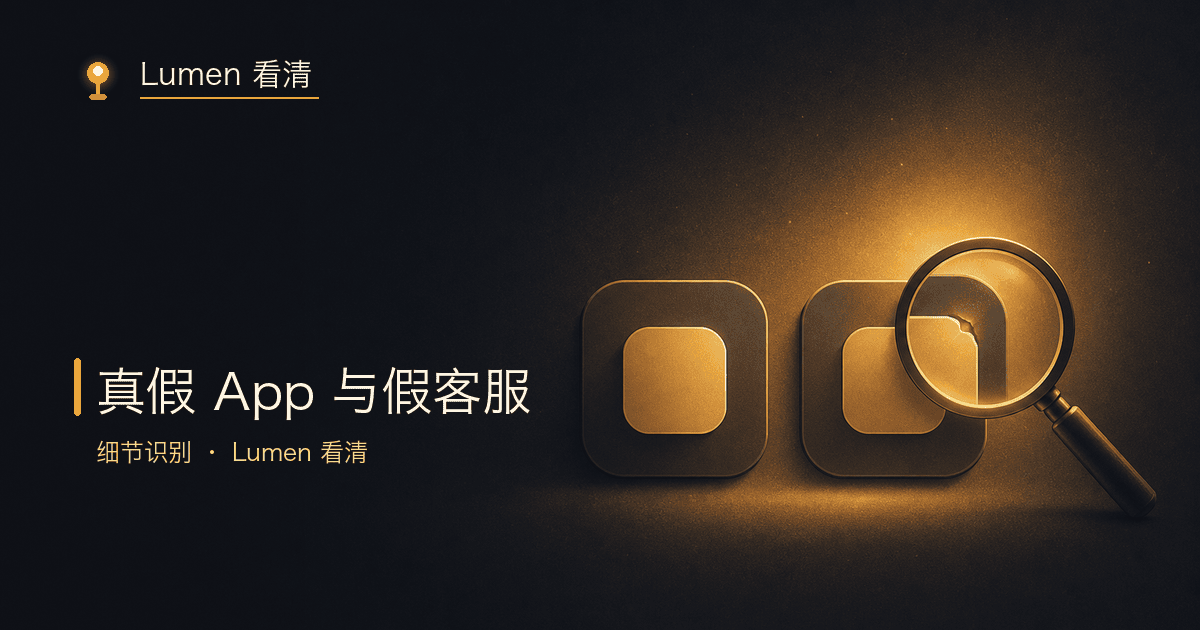 真假交易所 App 与假客服识别示意图